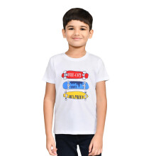 Lux Cozi Jongens Witte Gedrukte Ronde Hals Korte Mouw Katoenen T-Shirt (Maat: 80Cm)