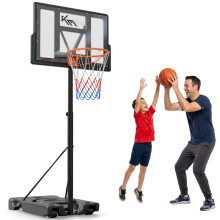 KM-Fit Adjustable Basketball Hoop 135-305 cm | Portable | Outdoor | Stand with Wheels | for Kids and Beginners