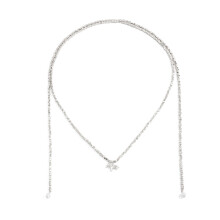 150 cm lange Perlenkette mit geometrischem-01 Weiß K 7730