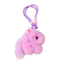 Soft Velvety Rabbit Hair Charm Key Chain Clip On Strap For-Pink