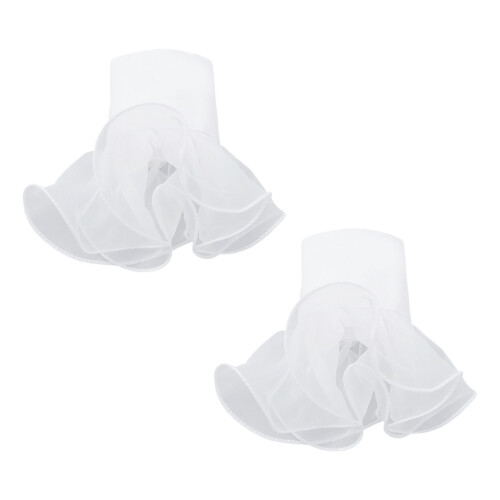 Elegant Ruffle Organdy False Sleeves Decorative Arm-White