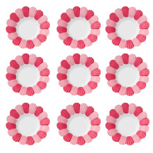 Assiettes en carton à motif pétales rouges, paquet de 50