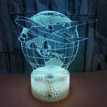 3D nočné svetlo v tvare lietadla – LED ilúzna lampa, USB/batéria