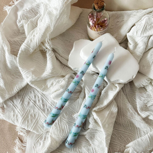 Bedruckte Stabkerze – Romantisches Design, 2er-Pack