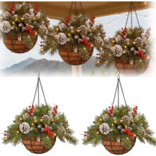Beleuchteter hängender Weihnachtskorb mit Lichterkette, 20 Zoll