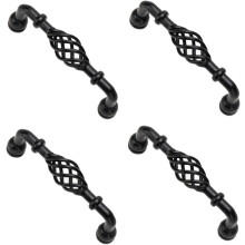 Ensemble de boutons de meuble ronds noirs – Alliage fer-nickel, 128 mm
