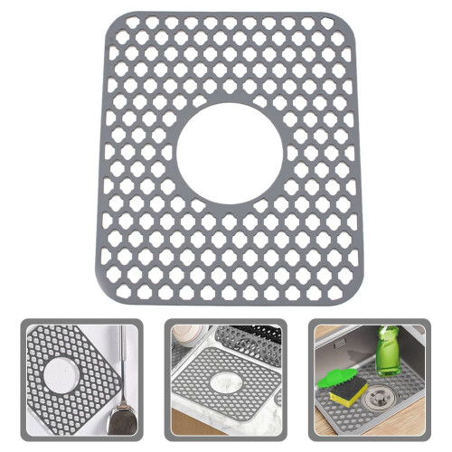 Tapis d'évier en silicone gris 35 x 30 cm