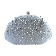Rhinestones Studded Party Prom Dinner Bag Evening Bag-Silver