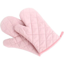 Gants de cuisine roses matelassés en coton et polyester, paire surdimensionnée