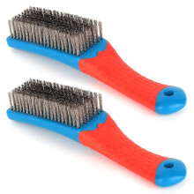 Brosse métallique en acier inoxydable avec manche en caoutchouc – 16 cm