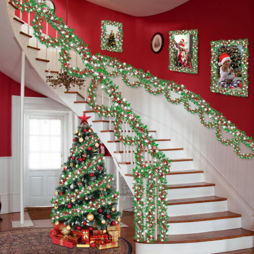 Enfeite de Natal com listras peludas, 300 cm, multicolorido
