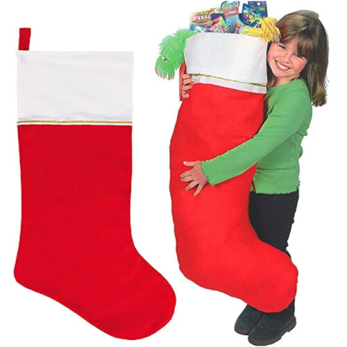 Chaussette de Noël en feutre rouge 96,5 cm