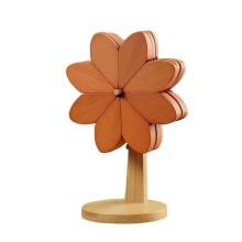 Ensemble de dessous de plat en bois – Formes d'arbre et de moulin à vent, 4 pièces