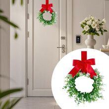 Couronne de Noël verte de 30 cm avec nœud rouge et clochettes