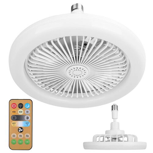 Ventilateur de plafond LED avec lumière et télécommande, 3 vitesses,