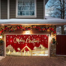 Drapeau de Noël pour garage 210 cm x 150 cm (1 pièce)