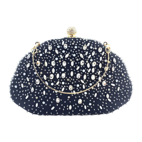 Shimmering Beaded Bag Elegant Handheld Evening Purse for-Black