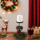 Castiçal de metal em forma de rena e coração com frutos silvestres 1