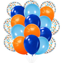 Baloane latex confetti portocalii și albastre de 30 cm, pachet de 50