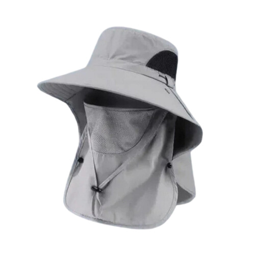 Camping Sun Hat Visors Mesh Hole Hat Wide Brims-Light Grey