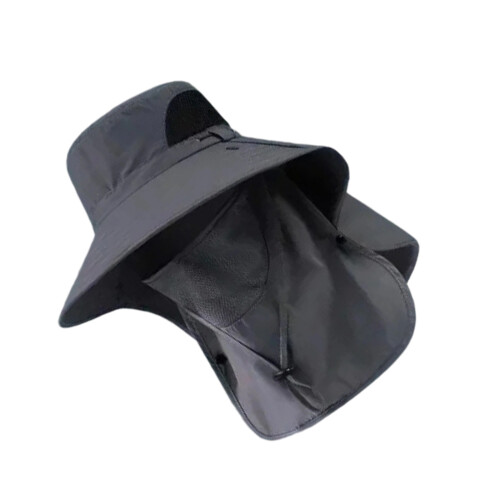 Sun Hat Mesh Breathable Wide Brims Hat Sun Protections Cap-Gray
