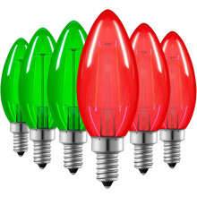 Ampoules LED C35 à intensité variable rouge et verte, culot E12, lot de 6