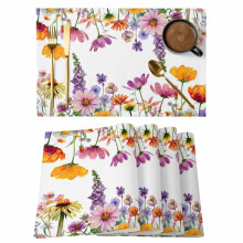Placemats met lentebloemenmotief, 13x19 inch, set van 8
