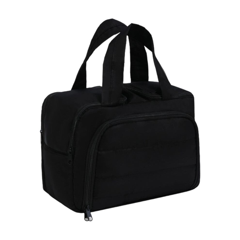 Practical Fabric Cosmetic Pouches Double Opening Design-Black