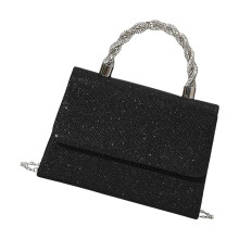 Elegante Abendtasche mit abnehmbarer Metallkette,-Schwarz