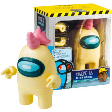 P.M.I. Among Us Articulated Action Figure Yellow Crewmate - 4.5 Inch Figure - Series 3 - Detachable Hands, Set of Hats - Perfect Collectible for Among