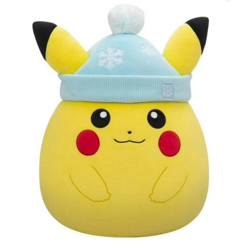 Pokémon Squishmallows Pokémon Jul Vinter Pikachu Plush med Blå Hatt 14"