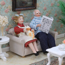 iland Dollhouse People for 1 12 Scale Accessories Miniature 6 inch Dolls for Doll House Little People Figures Mini Dollhouse Family Set Porcelain Acti