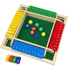 Juego de Dados Shut The Box 4 Jugadores, Juegos de Mesa de Madera para Niños y Adultos