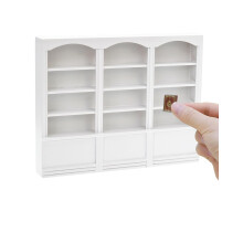 iLAND Dollhouse Bookshelf 1/12 Scale Dollhouse Furniture Mini Wooden Bookshelf for Miniature Books Mini Bookcase 1/12 Scale Accessories Mini Library D