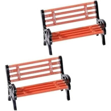 2Pcs Miniature Park Bench Set, Mini Street Seats for Fairy Garden Decor, Dollhouse Furniture, Micro Landscape Decoration