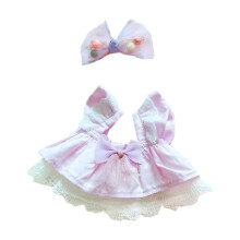 niannyyhouse 20cm Pluche Poppenkleding Losse Effen Kleur Jurk Hoofdband Zacht Speelgoed