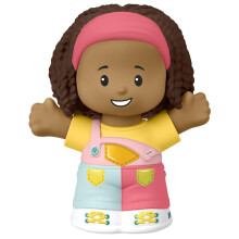 Fisher-Price Little-People Figur - HJW71 ~ Afrikanisches Mädchen in bunten Latzhosen und rosa Haarband