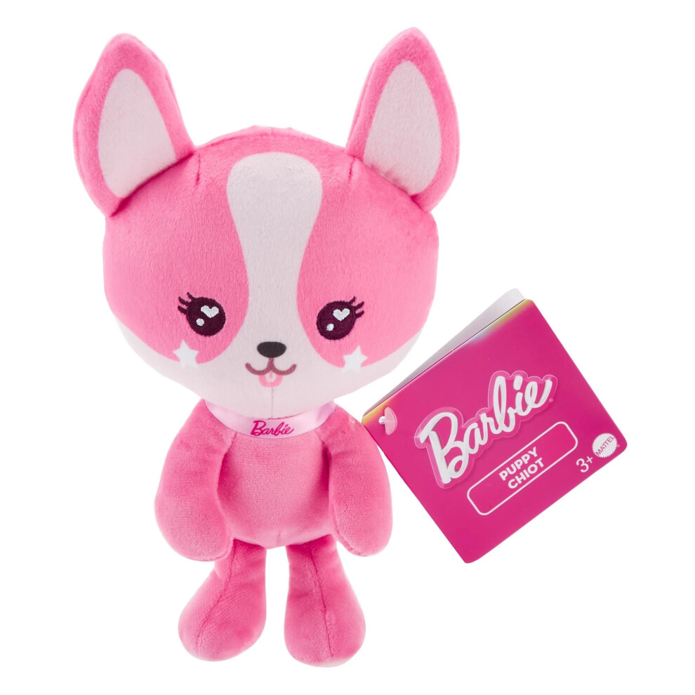 Barbie Stuffed Animal, 7-Inch Pet Puppy Plushie With Glitter Collar Pink