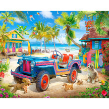 White Mountain 1000 Piece Jigsaw Puzzle Scenic Ocean Summer Puzzles with Large Pieces Gift for Adults and Family 24"x30" - Beach Escape