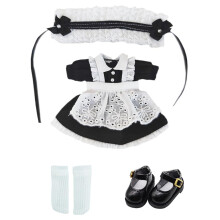 niannyyhouse 1/12 BJD Poppenkleding Hoofddeksel Jurk Schort Schoenen Sokken Dienster Outfit OB11 4.3in Actiefiguren