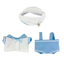niannyyhouse 17cm Doll Clothes Set, Sailor Suit with Hat, Shirt, Overalls, 5.9"-6.7" Dolls Dress Up Accessories (Light Blue)