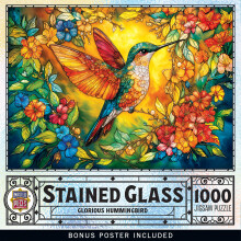 Masterpieces 1000 Piece Jigsaw Puzzle for Adults - Stained Glass - Glorious Hummingbird - 19.25"x26.75"