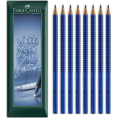 Faber-Castell Faber-Castell Grip 2001 Triangular Graphite Pencil B Grade Blue Pack of 8