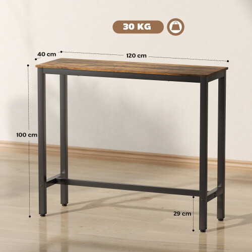 Homcom HOMCOM Bar Table Coffee Table with Adjustable Footpads for Breakfast Dining 2