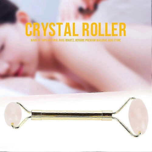 Natural Double Head Rose Quartz Jade Slimming Face Beauty Massage Roller (#03) 1