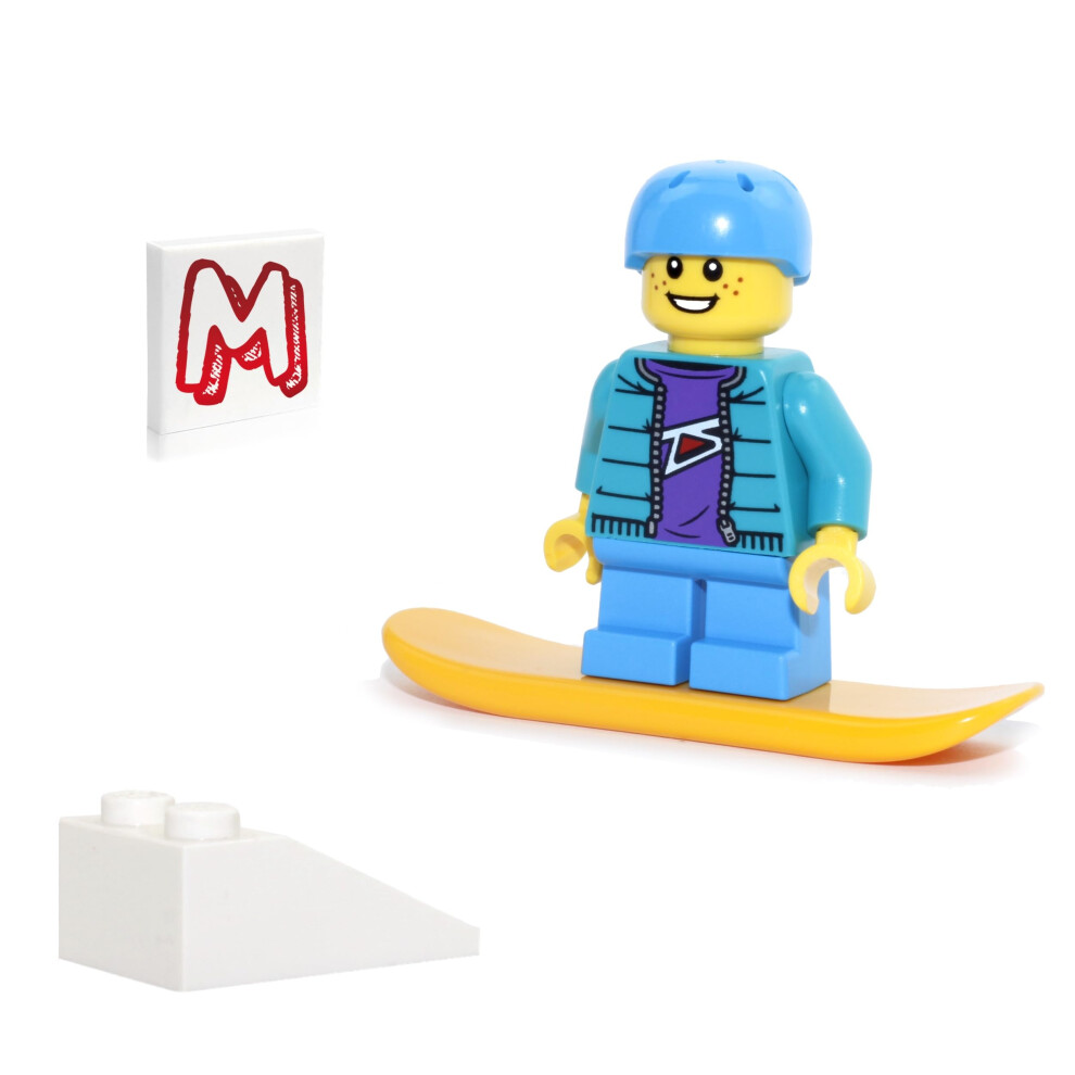 Lego Holiday Minifigure - Snowboarder Boy (With Snowboard And Mini Jump)