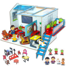 Diy Dollhouse Kit For Girls Ages 5-9 | Miniature House 3D Puzzle With Furniture & Accessories | Build & Play Stem Craft Kit For Girls 5 6 7 8 9 10