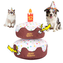 GJEASE Jouet Gâteau d'Anniversaire pour Chien, Jouet en Peluche Squeak pour Fête d'Anniversaire