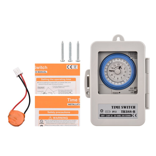 Interruttore timer meccanico 24 ore IP53 100-240V 2