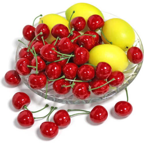 50pcs Red Artificial Cherries for Home Decoration 2